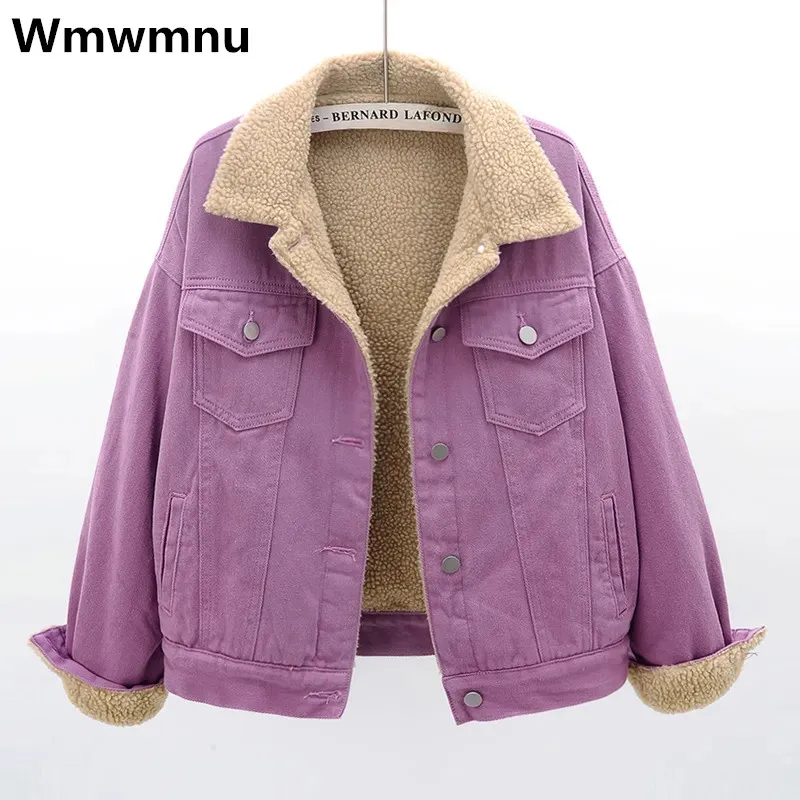 

Warm Lambwool Casual Denim Jacket Womens Winter Korean Fashion Jeans Coats Thicken Plus Velvet Short Vaquera Chaquetas New Loose