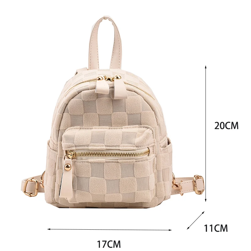 Summer Plaid Nylon Women Backpack New Korean Students Samll Pink Jacquard Schoolbag Fashion Girls Travel Single Shoulder Bag