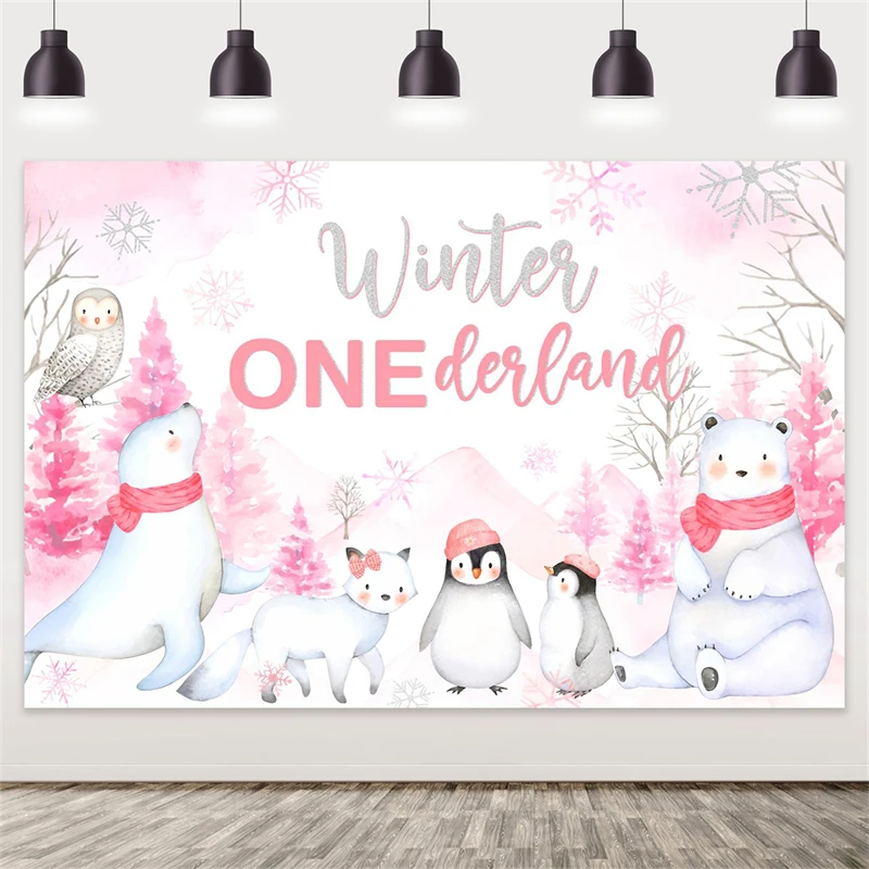 Фотофон с полярными животными пингвин кошка птица зима одна кожа для девочек