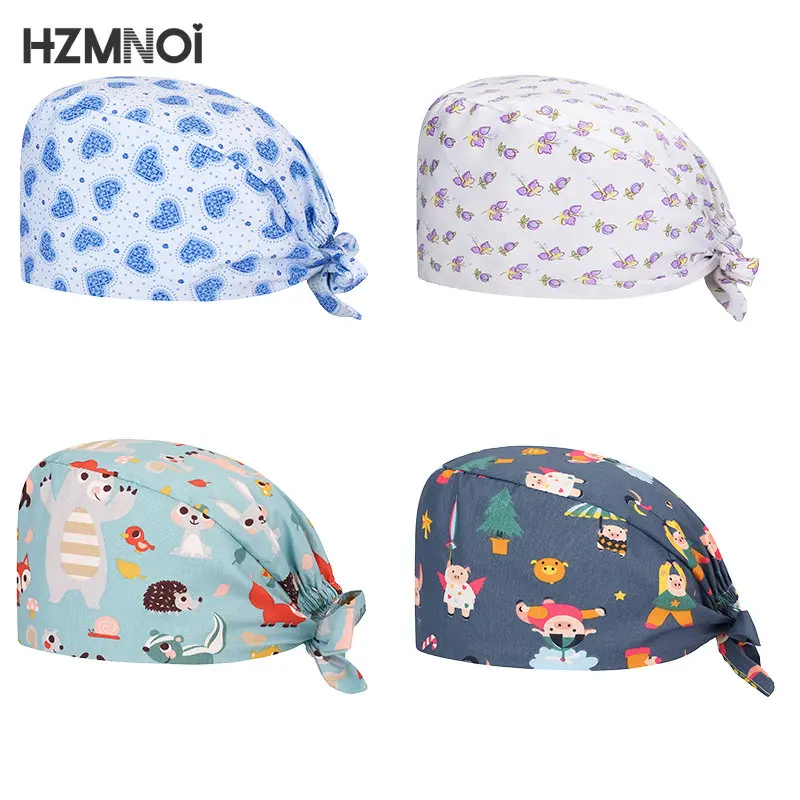 

Дышащая и поглощающая пот Женская медсестринская шапочка, хирургическая шапочка, шапочка для зубов, салон красоты, шеф-повар, лабораторный уход, Шапочка-скраб