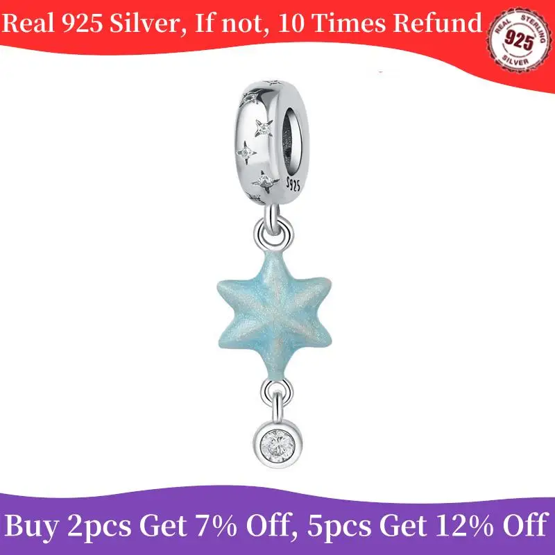 Женский браслет из серебра 925 пробы с подвеской в виде звезды