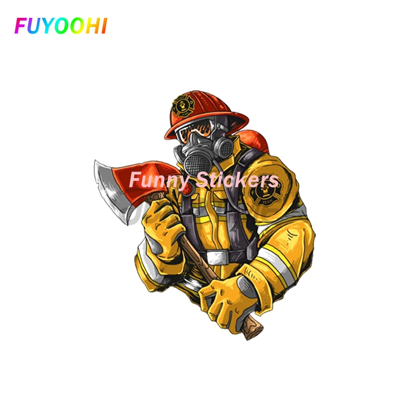 

FUYOOHI Exterior/Protection Funny Stickers Firefighter Creative Car and Motorcycle Body Exterior Waterproof and Sunscreen Decals