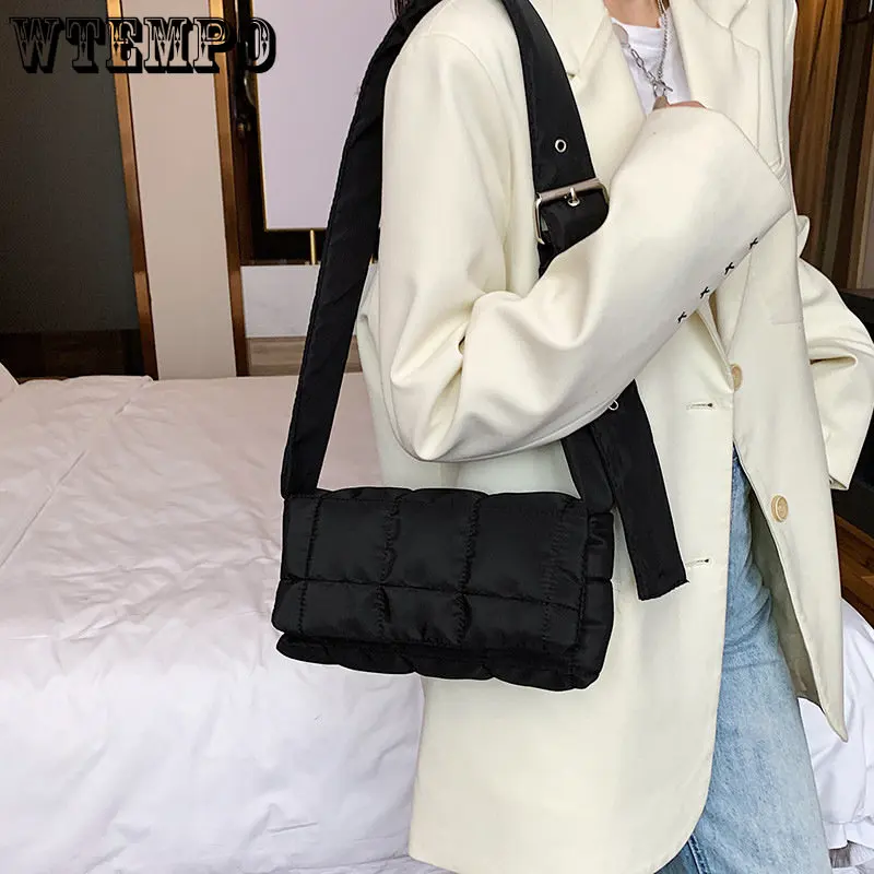 Fashion Space Pad Cotton Women Shoulder Bags Winter Nylon Padded Quilted Shopper Bags Female Casual Crossbody Bags Handbags New