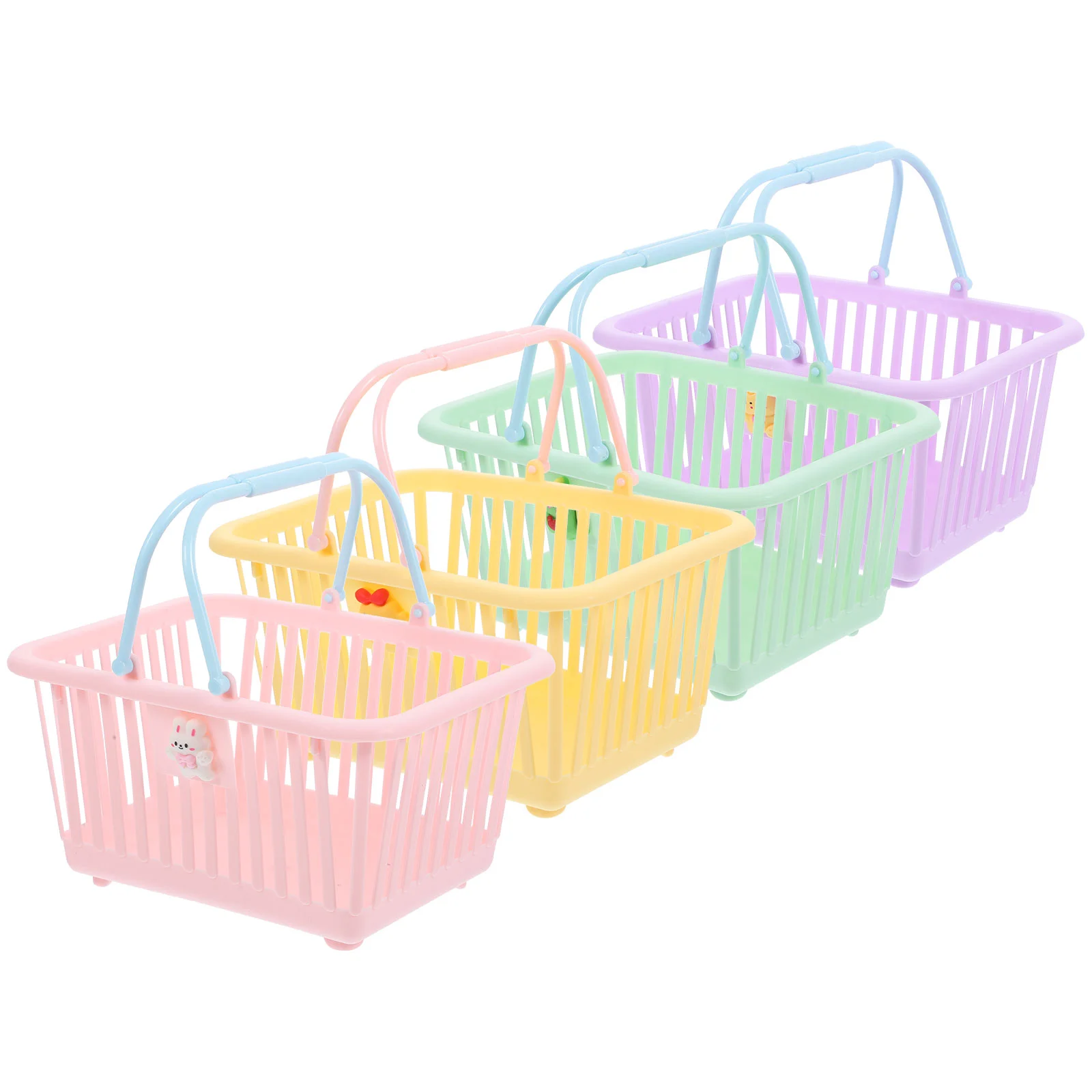 

4 Pcs Storage Basket Organizer Toy Baskets Plastic Container Shopping Cart Groceries Shower Sundries Bin Child Mini