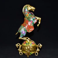 9 tibetan temple collection old bronze cloisonne gilt horses tread the universe don horse gather fortune office ornament
