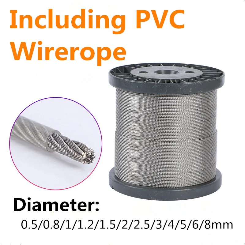 

Прозрачный трос из нержавеющей стали 304, покрытый ПВХ, диаметр кабеля 0,5 мм-8 мм, длина 2-100 м, без заусенцев для домашнего сада