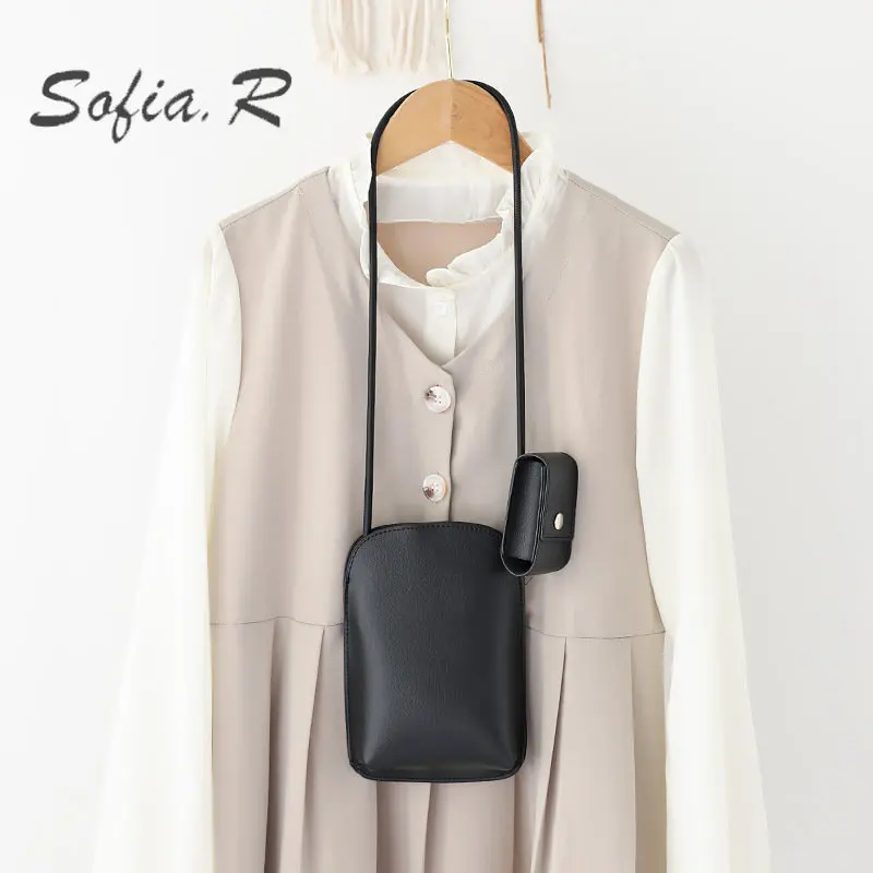 

Корейская простая мини-сумка, повседневная однотонная сумка через плечо для телефона, маленькая популярная дизайнерская легкая сумка из ис...