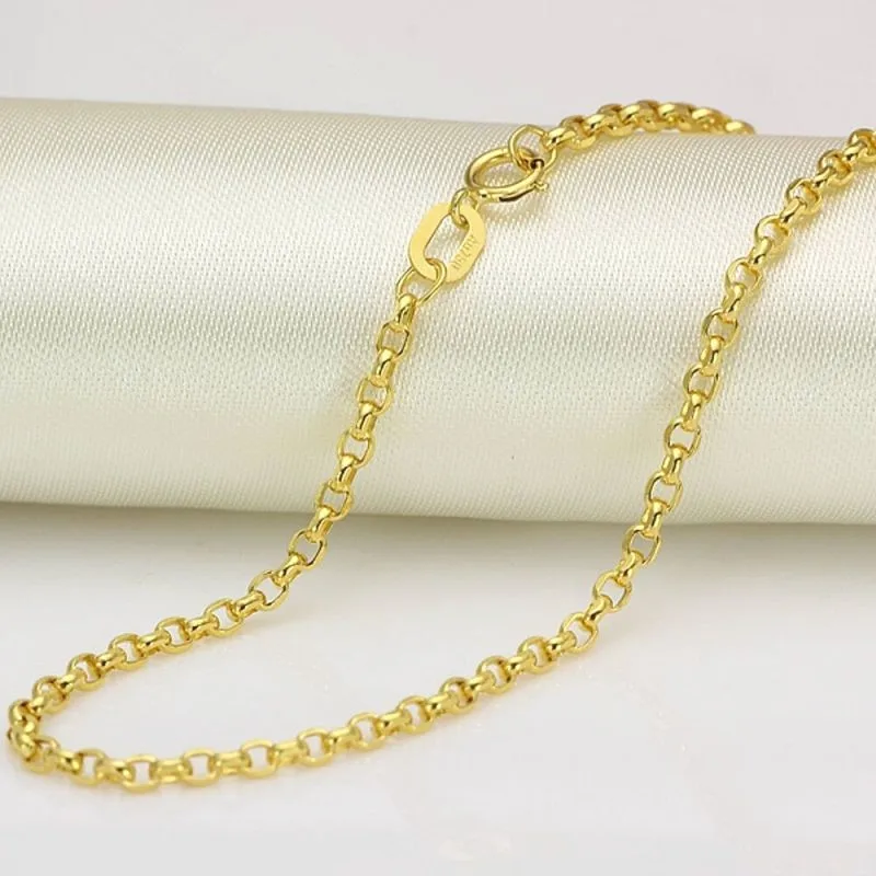 

Pure Au750 18K Yellow Gold Necklace Men Women 2mm Cable Rolo Link Chain