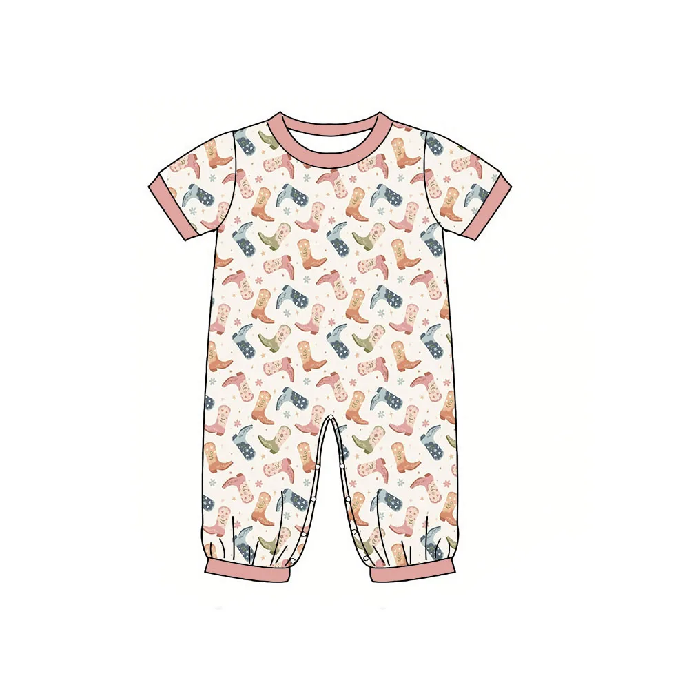 Boutique children's suit short sleeve jumpsuit western hat cactus print baby girl boy jumpsuit clothing (art.: 3920d47cb14ee) - 3920d47cb14ee