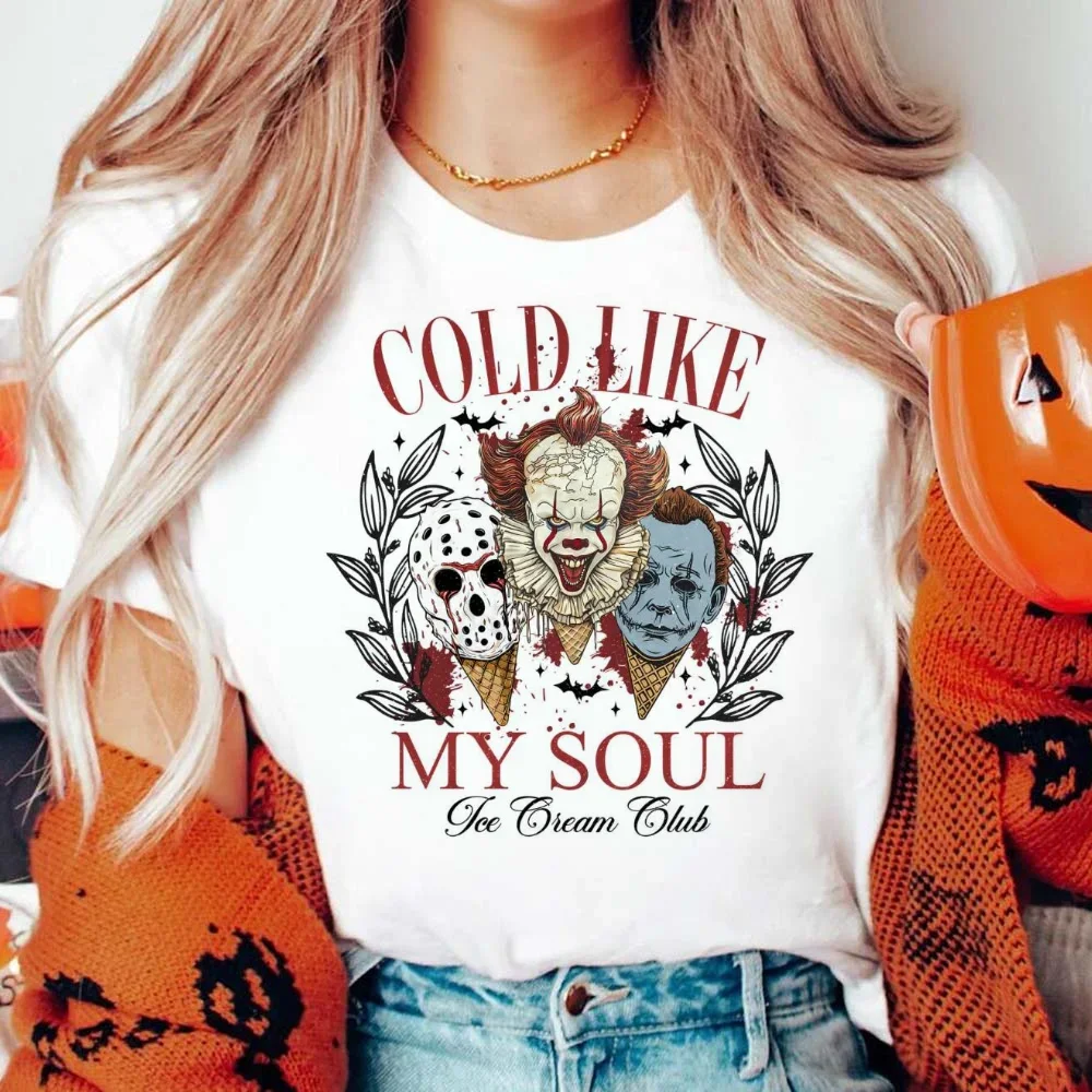 Cold Like My Soul Ice Cream Club Женская мода Ретро Модная футболка Свободная женская с