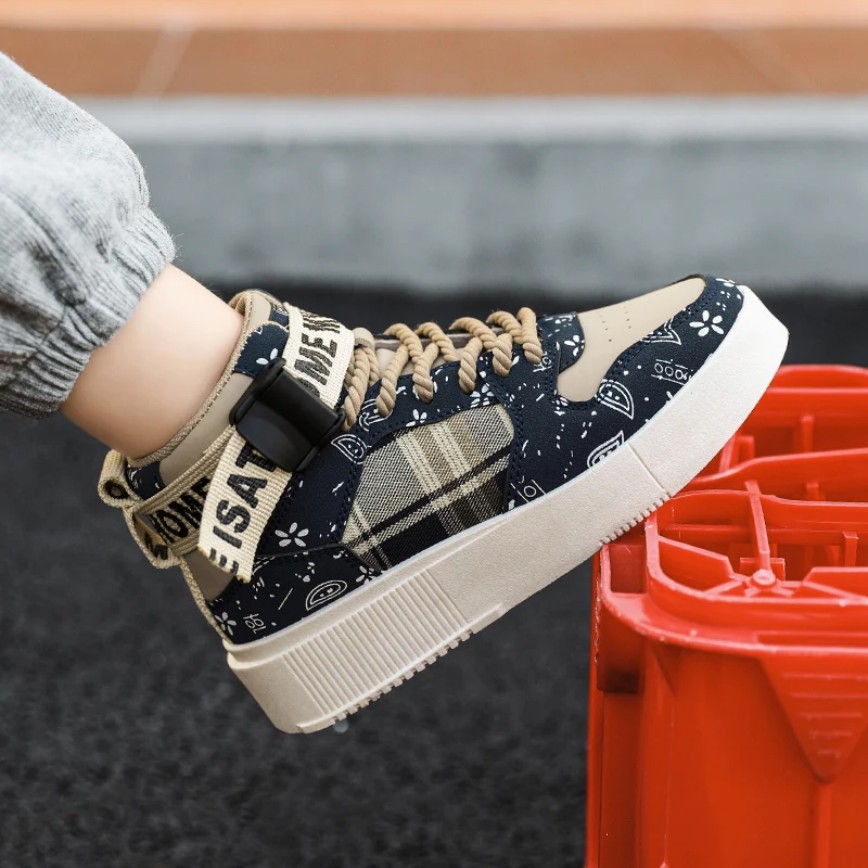 Brand Kids Sport Tennis Shoes Boys High Top Street Basketball Shoes Children Lighweight Soft Bottom Running Shoes Sport Shoes