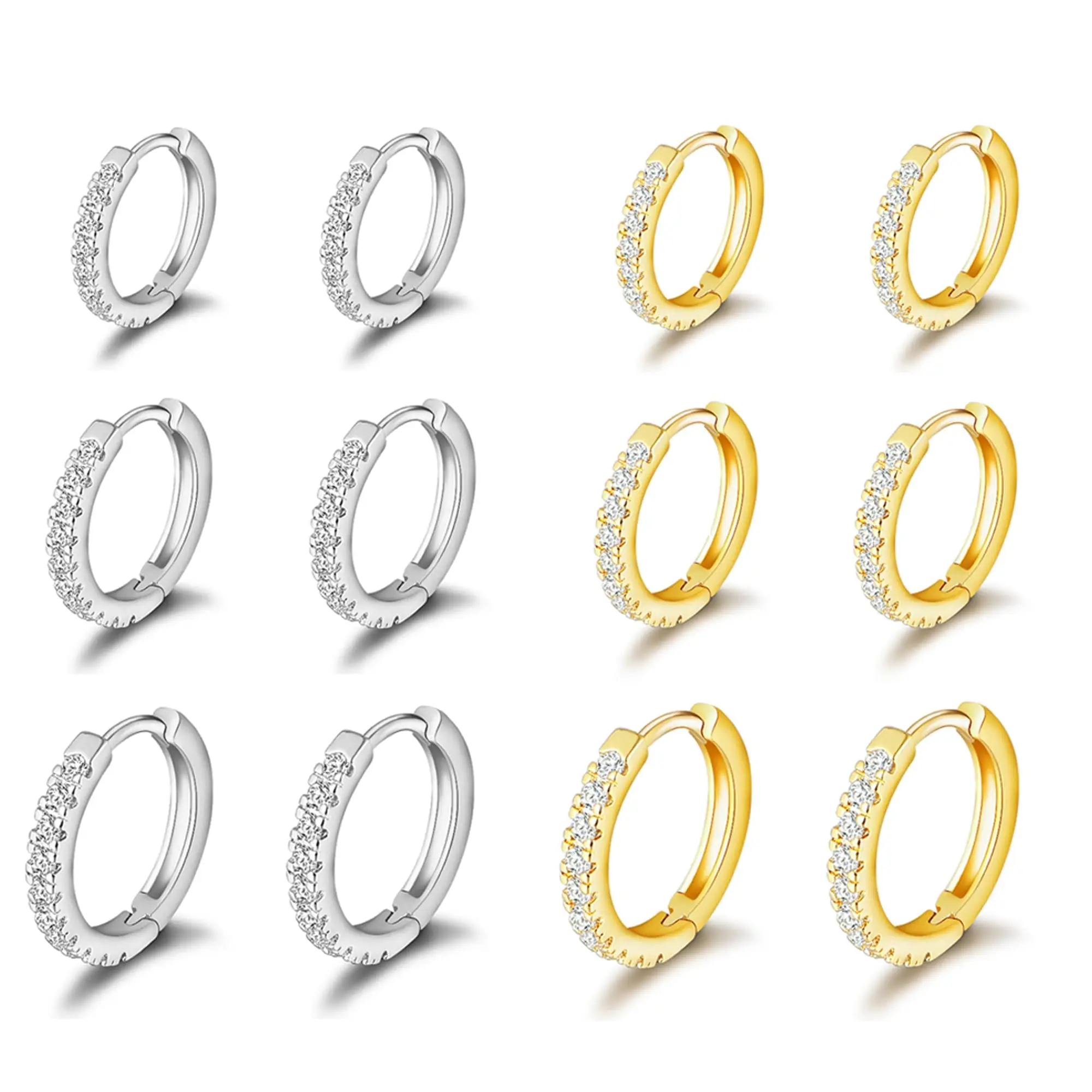 Vonmoos 3 Pairs Hoop Earrings Set for Women 14K Gold Plated Men Jewelry Hypoallergenic Luxury Earrings Decoration for Ladies