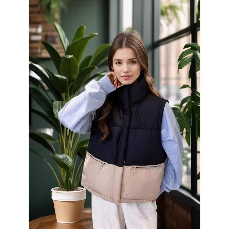 Новый Зимний Повседневный простой дизайн чувствительный цветной блочный