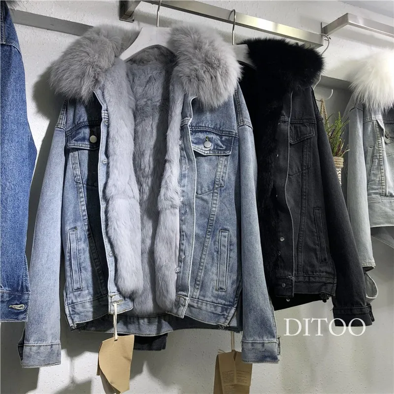 Denim jacket women's short style new 2023 winter inner lining with plush and thick detachable cotton jacket trend