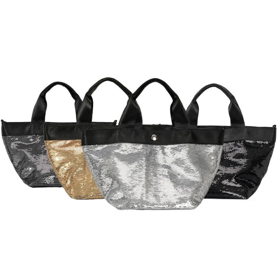 Vintage Shiny Sequin Crossbody Bag for Women, Large Capacity Shoulder Handbag