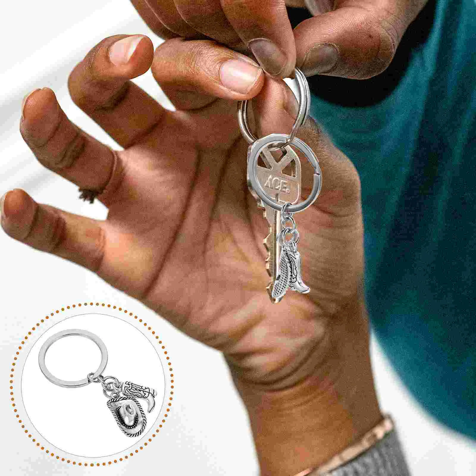 

Cowboy Hat Keychain Bag Hanging Decor Ring Purse Charms Cowgirl Decoration Accessories Unique Keyring