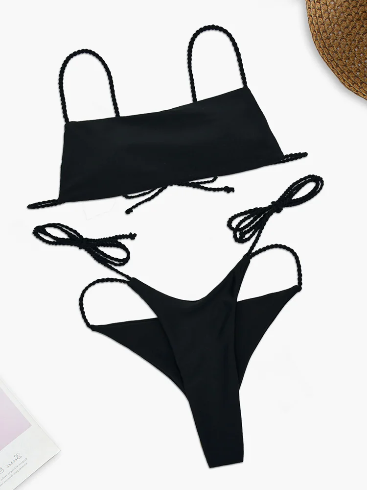 Купальник COOBBU со шнуровкой женские бикини с высоким вырезом сексуальный