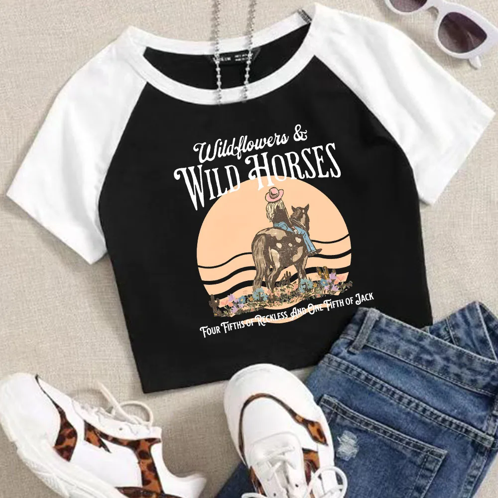 Lainey Wilson Wildflowers And Wild Horses укороченные топы футболка для девочек модная женская с