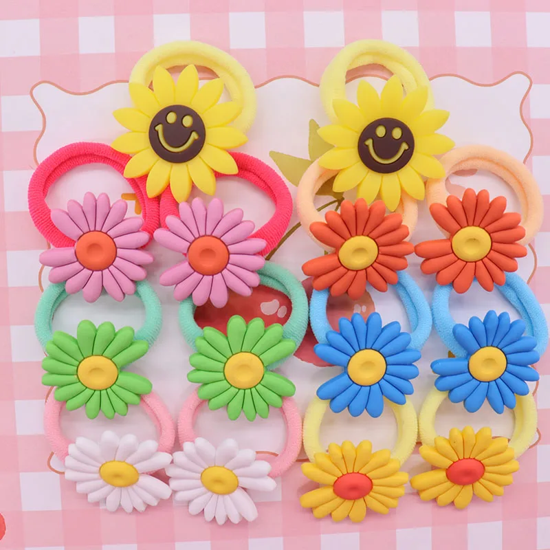 S Sunflower Pvc Children's Elastic Bands For Girl Hair Accessories Kid Headband Scrunchies Ornaments Gift