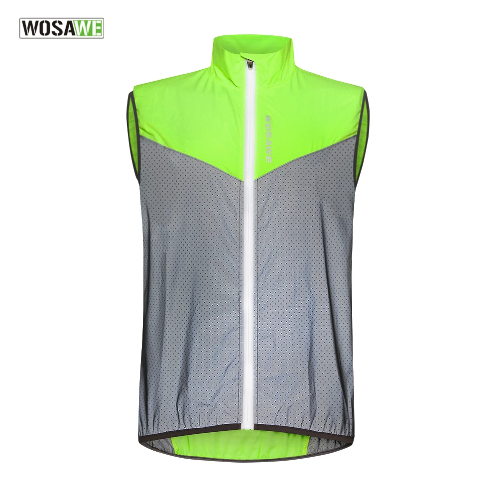

Лидер продаж, светоотражающий велосипедный жилет WOSAWE, зеленая Лоскутная велосипедная ветрозащитная дышащая спортивная одежда в стиле пэчв...