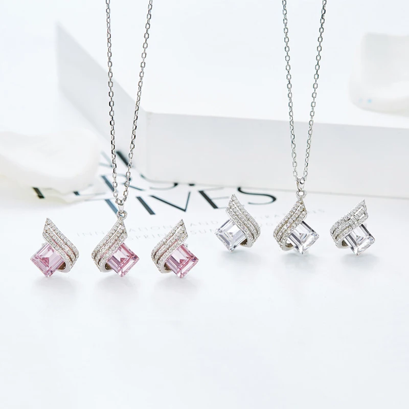 Комплект из колье и серёг серебра 925 пробы с австрийскими кристаллами - купить по