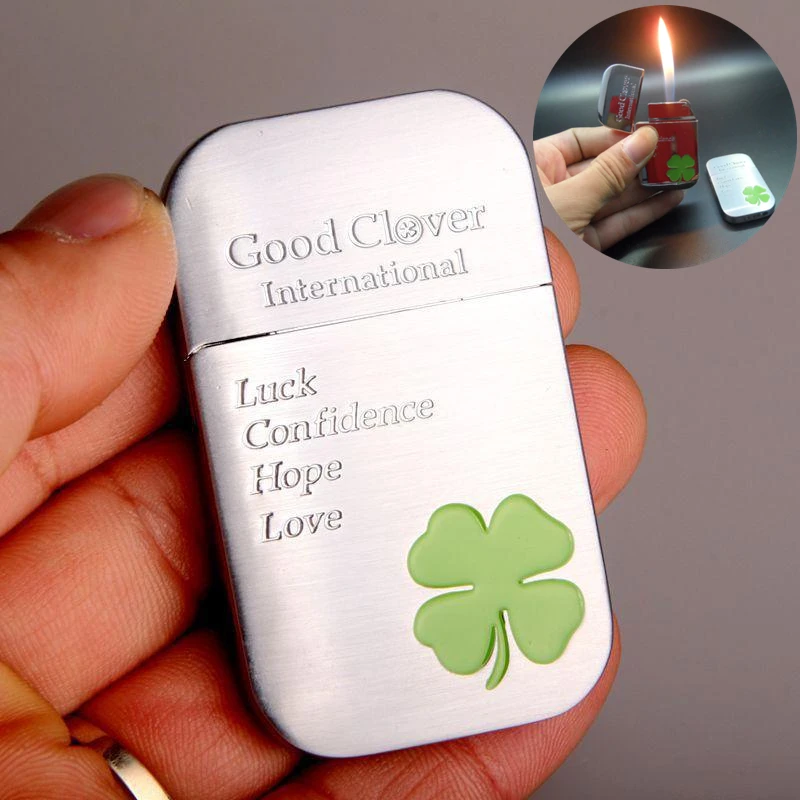 

Lucky Four Leaf Clover Cigarette Lighter Flint Grinding Wheel Gas Butane Lighter Smoking Accessories Lighter Special for Ladies