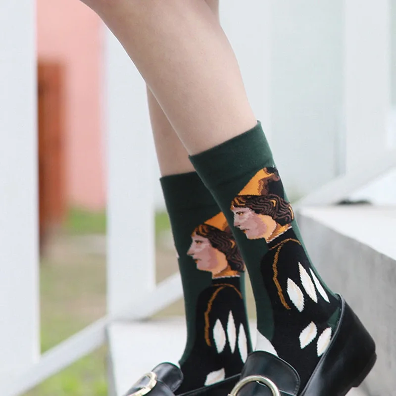3 Pairs Hot Dropshipping  Retro Women New Art  Mural World Famous Oil Painting Series Men Socks Funny Socks