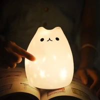 led night light star projector lamp cat usb rechargeable silicone cartoon baby children nursery lamps boy girl gift bedroom deco
