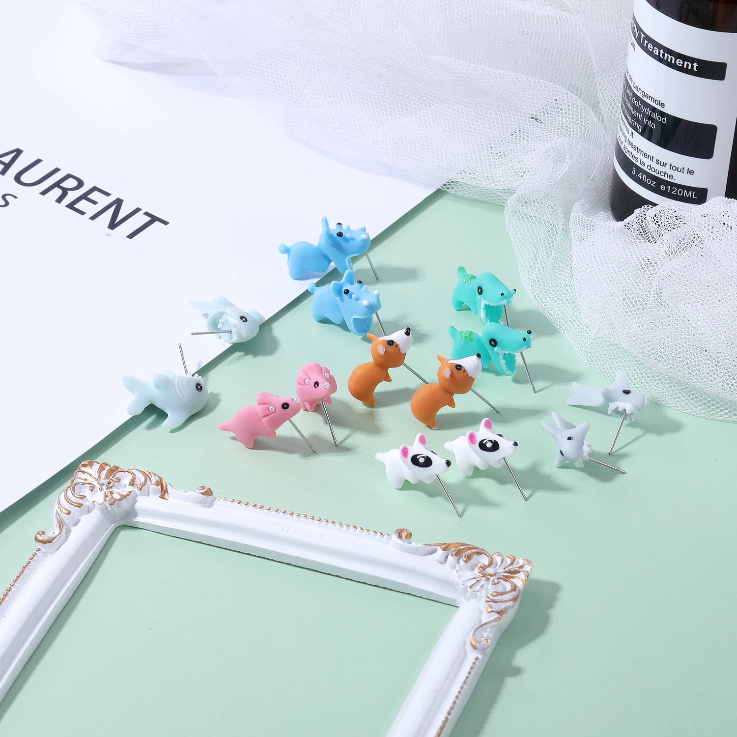 

ZS Cute Cartoon Animal Studs Earring Jewelry Resin Hippo Koki Earring 1 Pair Cute Animal Bite Earring Blue Whale Ear Studs