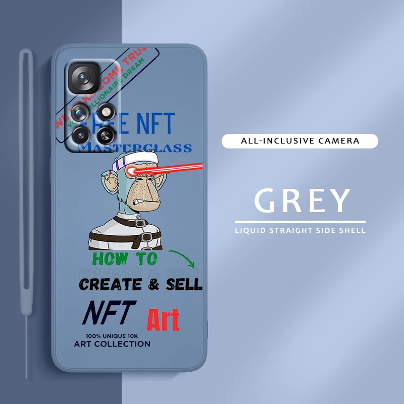 

Little Monkey NFT For Redmi K50 K40 K30 K20 10C X 9C T AT A 8A 7A Gaming Pro Plus Liquid Rope Phone Case