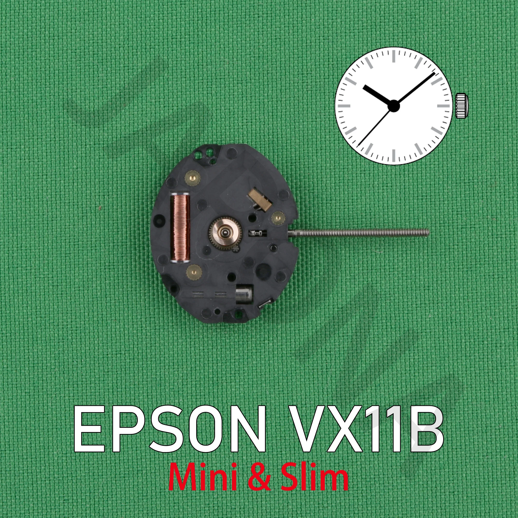VX11 movement EPSON VX11B MOVEMENT  Quartz 5 1/2''' Slim Movement / Three Hands