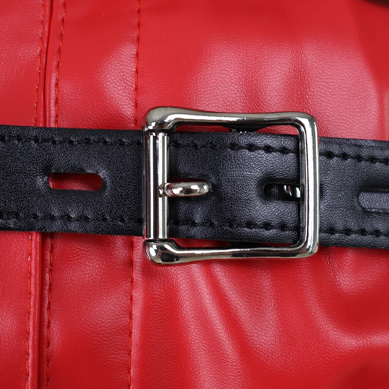 Женская черная красная сексуальная кожаная куртка без чашек с открытой грудью