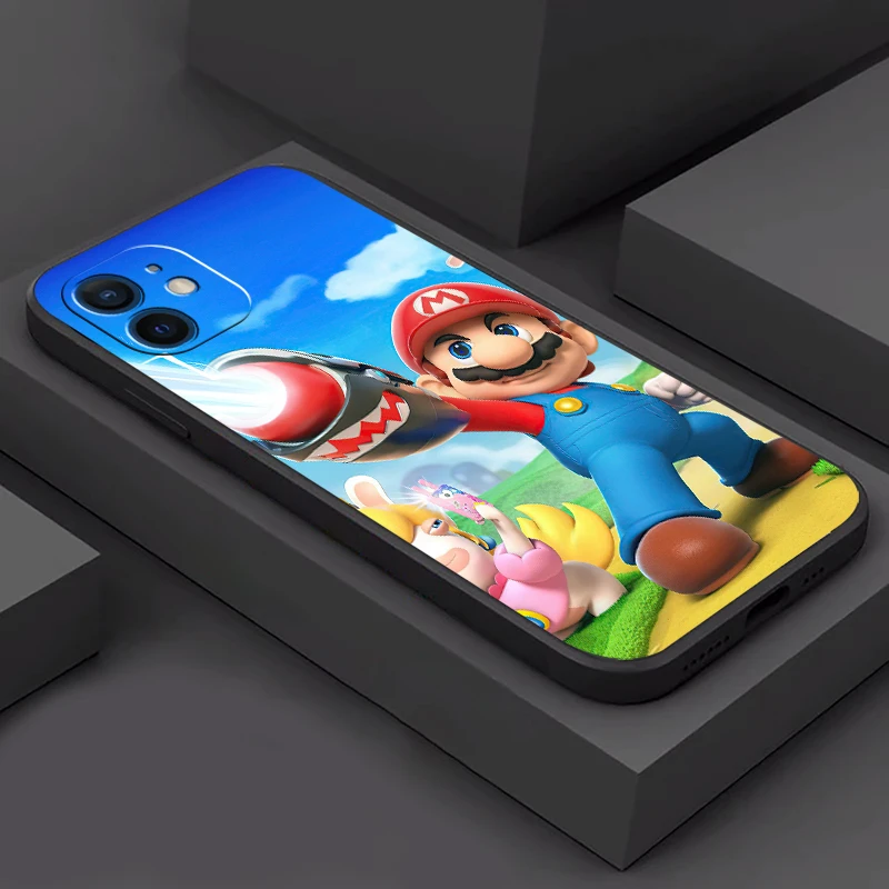 

Super Mario Phone Case For Funda iPhone 11 12 13 Pro Max Mini X XR XS SE 2020 5s 6 7 8 Plus Carcasa Coque Black Celular