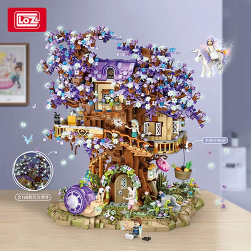 LOZ Fluorescent Tree House Building Blocks Architecture Merry Christmas Architecture Model Assembly Toy Christmas Gift for Adult images - 3
