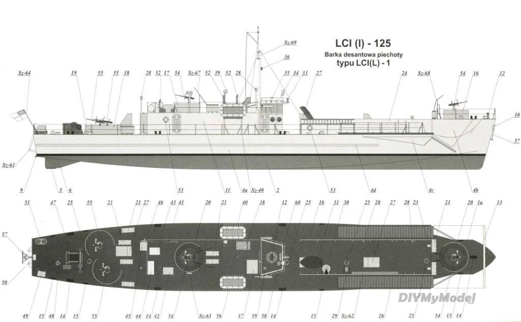 

DIYMyModeI Us LCI (1) - 125 landing ship DIY Handcraft Paper Model Kit Handmade ToyPuzzles Gift Movie prop