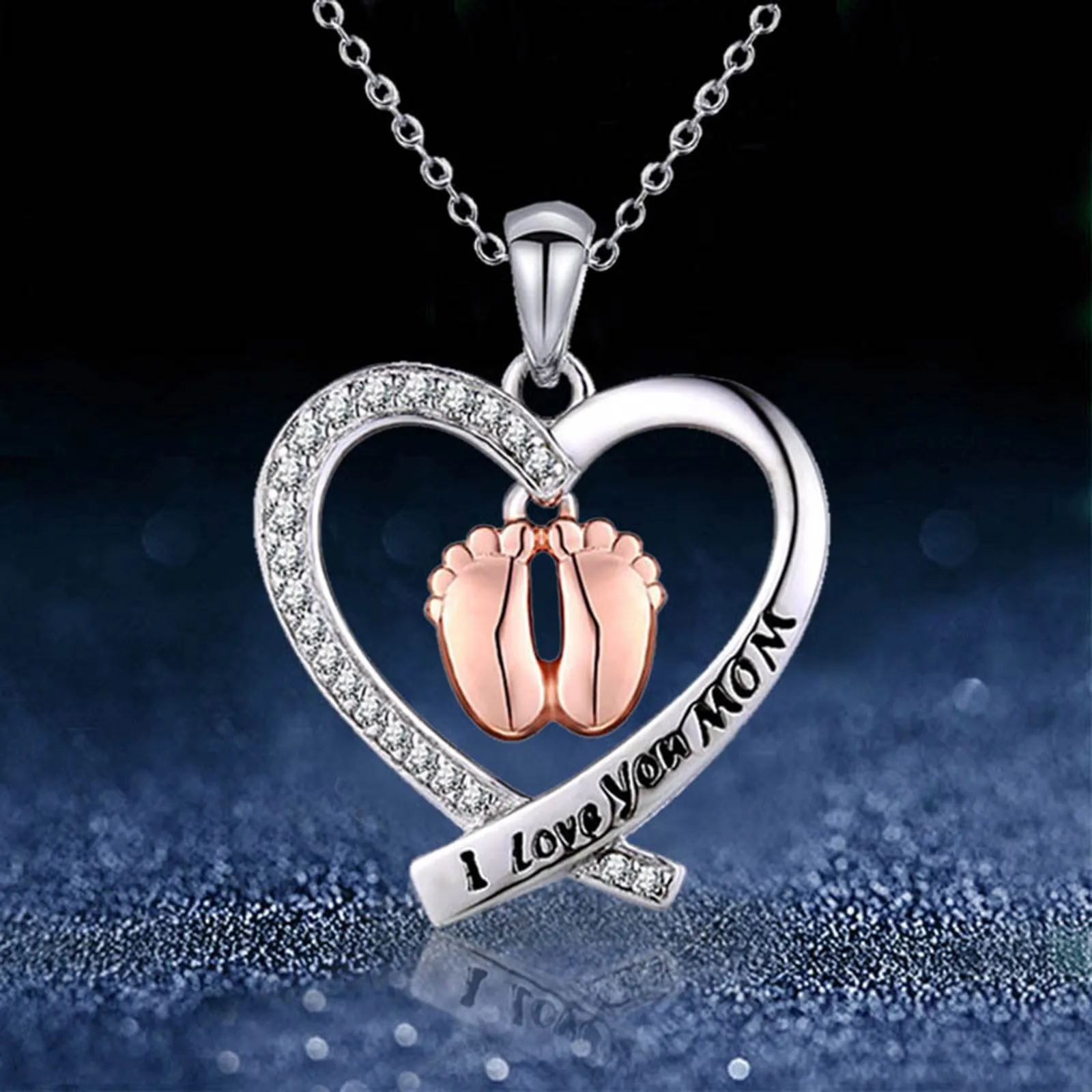Ожерелье в форме сердца подвеска для ног Hallow Out I Love You мамы ожерелье ювелирные