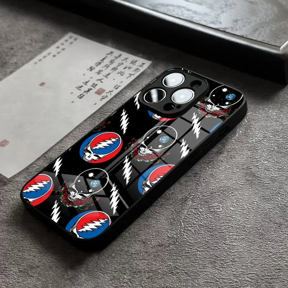 Чехол для телефона Band G-Gratefuls D-Deads для iPhone 17, 16 Pro Max, 14 Plus, 12, 13 Mini, 11, 15, X, XR, XS, 8, 7 Plus, SE, стеклянный чехол (art.: 3920d99b75643) - 3920d99b75643