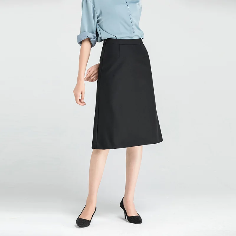 

Professional Skirt Women's 2021 Summer New OL Temperament Commute High Waist A- line Skirt Korean Style Mid Skirt One Piece Drop