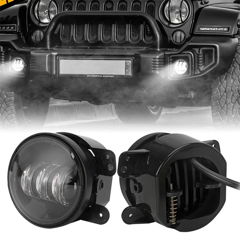 

2PCS 4Inch Round Led Fog Lights 6000K for Jeep Wrangler JK Unlimited JK 07-18 Front Bumper Replacements Driving Offroad Foglight