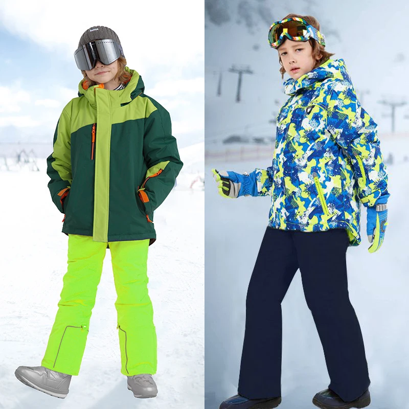 Waterproof Teeneger Boy Girl Snow Suits Outdoor Kids Ski Tracksuit Winter Warm Jacket Pants Snowboard Children Clothing Sets