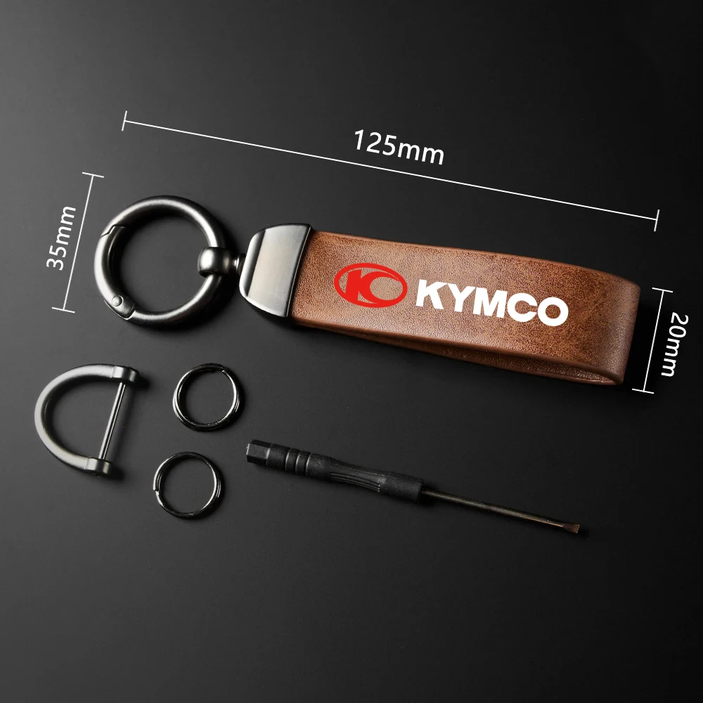 Фото Высококачественный кожаный металлический брелок для ключей мотоцикла Kymco Downtown 125i 200i 300i 350i DT 125 200 в винтажном стиле №5