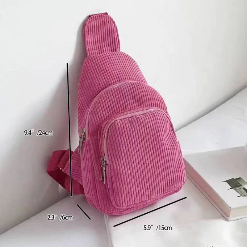 

2023 Solid Corduroy Crossbody Sling Bags Women Small Fashion Vintage Fanny Packs Casual Personalization Traveling Chest Bag