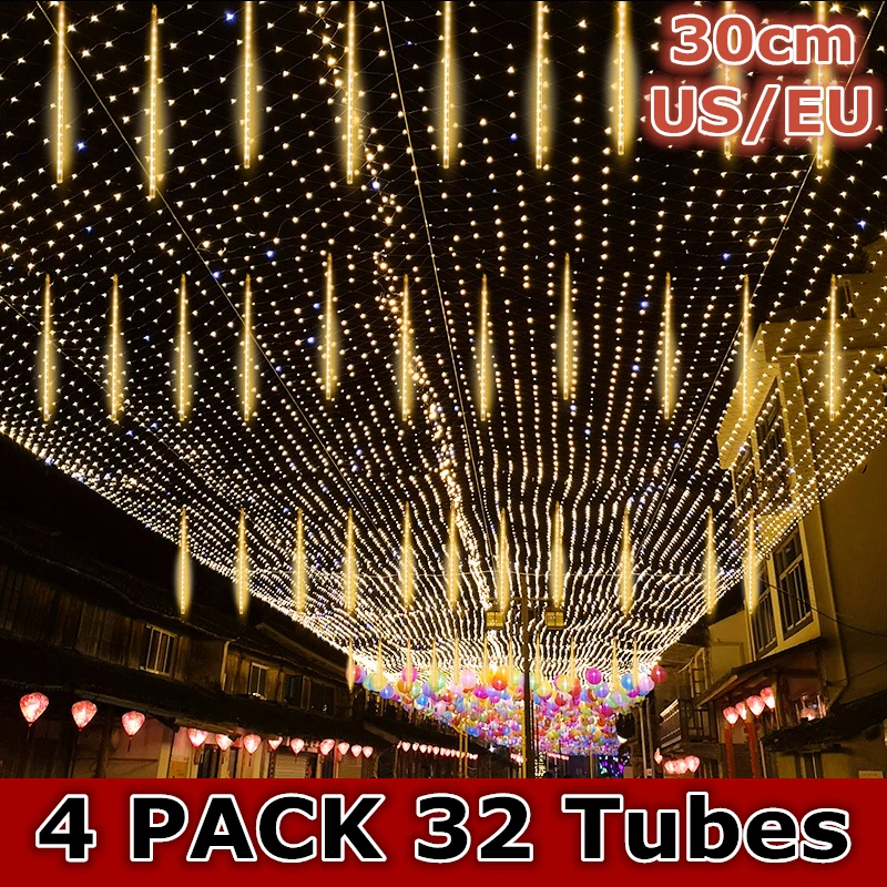 

Гирлянда в виде дождя и дождя, водонепроницаемая, 4 упаковки, 32 трубки