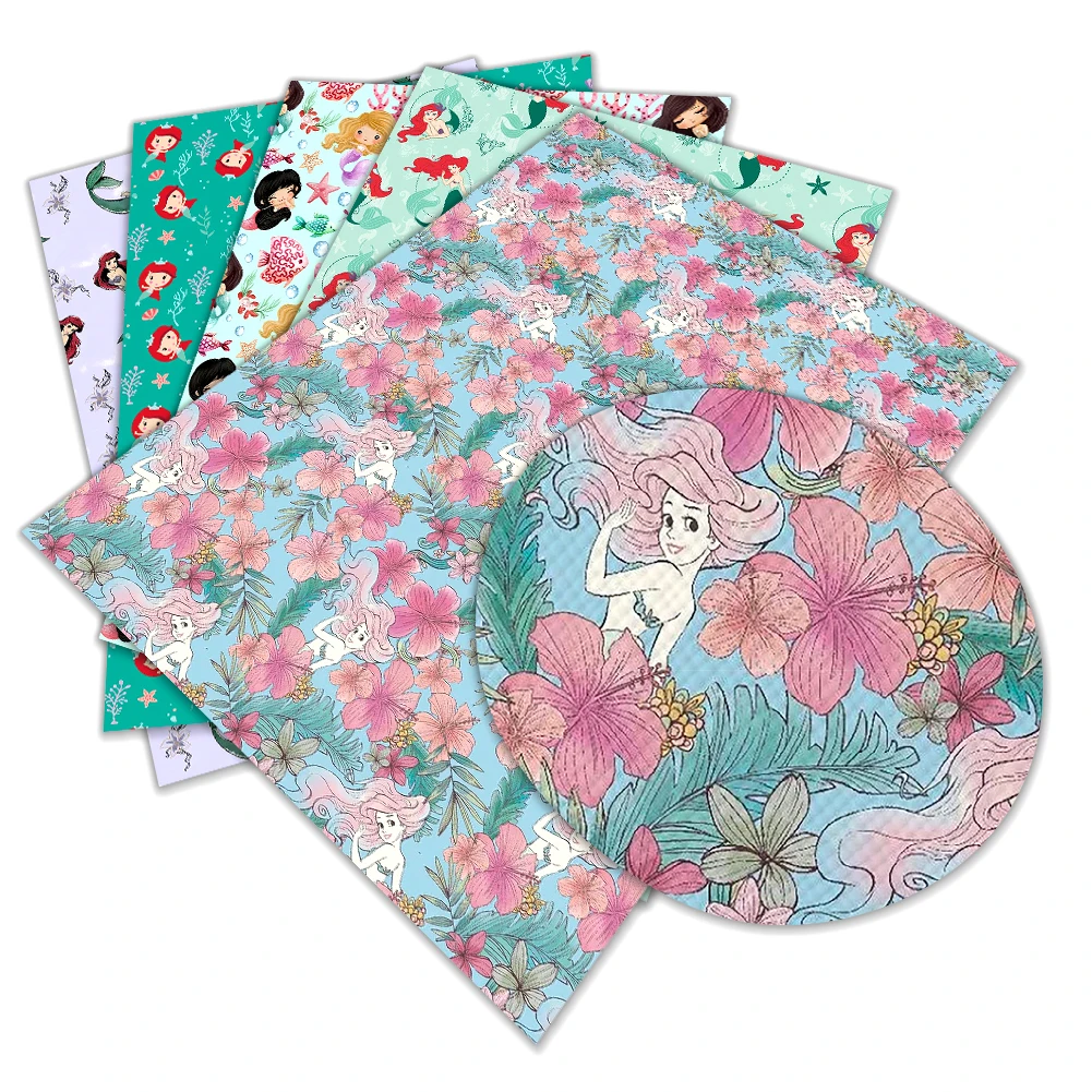 

Cartoon Disney Mermaid Princess Print Pattern Artificial Leather Cross Pattern for DIY Jewelry Earring Craft Making 22*30cm