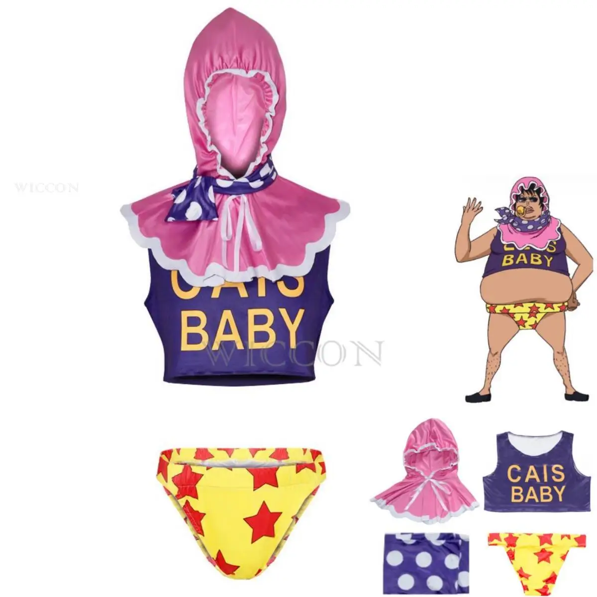 

Anime Senor Pink Cosplay Costume Donquixote Family Baby Edition Uniform Full Set Man Woman Kawaii Halloween Masquerade Ball Suit