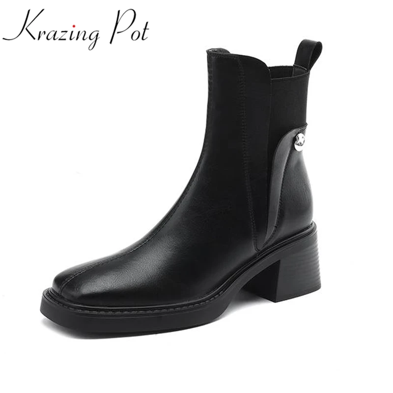 

Ботильоны из коровьей кожи на толстом каблуке с квадратным носком