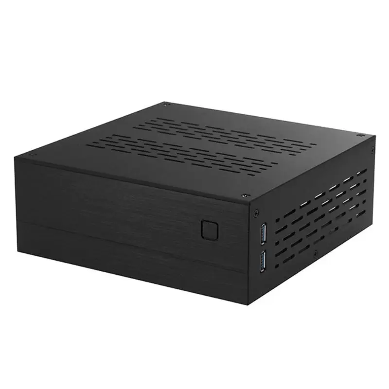 

B01 Mini ITX Computer Case Chassis Aluminum/Glass Briefcase Home Theater AC-DC HTPC Computer Box Desktop PC Enclosure
