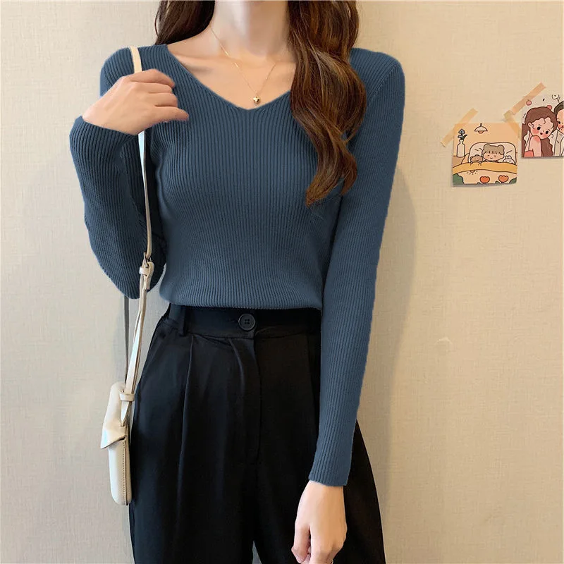 

2022 NEW FASHION WOMEN Cotton V-Neck T-Shirt Spring Autumn Casual Long Sleeve T-Shirt