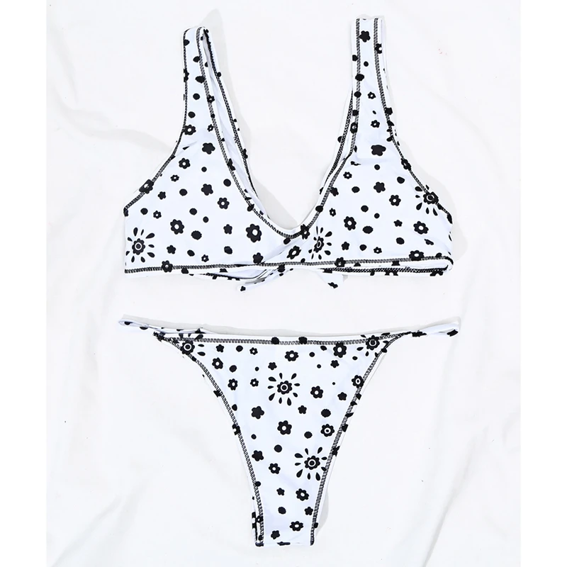 

HOT Floral Print Low-Waisted Bikini Sets Swimsuit Women Sexy Bow-Knot 2 Pieces Swimwear Beach Bathing Suits