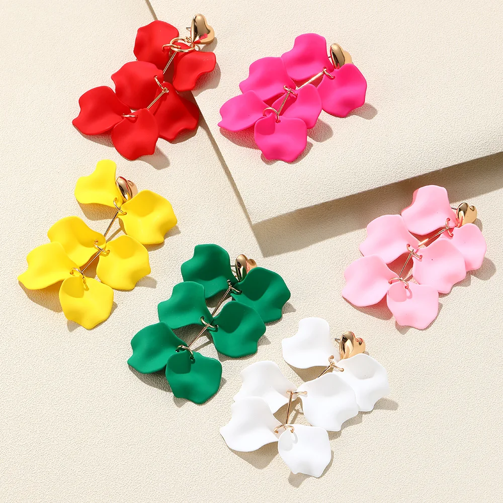 

Original Trendy Colorful Flower Drop Earrings for Women 2023 New Long Big Dangle Design Earrings Girls Luxury Ear Jewelry